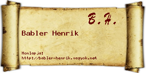Babler Henrik névjegykártya
